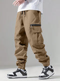 Men Drawstring Waist Cargo Pants - MapleCo