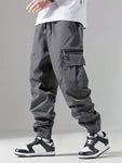 Men Drawstring Waist Cargo Pants - MapleCo