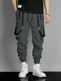 Manfinity EMRG Men Contrast Tape Flap Pocket Drawstring Waist Cargo Pants - MapleCo