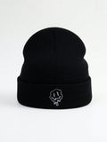 1pc Men's Melt Expression Embroidery Knitted Hat, Perfect For Daily Wear Casual Halloween