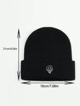 1pc Men's Melt Expression Embroidery Knitted Hat, Perfect For Daily Wear Casual Halloween