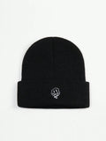 1pc Men's Melt Expression Embroidery Knitted Hat, Perfect For Daily Wear Casual Halloween