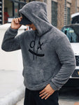 Manfinity Hypemode Men Letter Embroidery Kangaroo Pocket Drawstring Teddy Hoodie