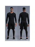 3pcs/Set Men's Fitness Clothing Set, Quick-Drying, Tight Training Suit For Running, Basketball, Gym All Seasons Gym Clothes Men, Athletic Suit, Tracksuit Men Shorts Set