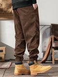 Manfinity Homme Men Letter Patched Detail Drawstring Waist Corduroy Pants - MapleCo