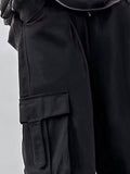 Manfinity EMRG Men Flap Pocket Side Drawstring Waist Oversize Cargo Pants Baggy Long Plain Black Going Out