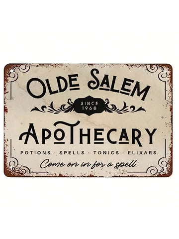 1pc, Halloween Apothecary Sign, Vintage Halloween Decor, Spooky Decor,  Wall Art Vintage Metal Tin Sign Retro Sign For Home Coffee Wall Decor (30cm*20cm/12inch*8inch)