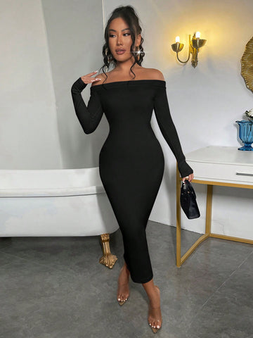 SHEIN SXY Off Shoulder Bodycon Dress