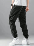 Manfinity Hypemode Loose Fit Men's Cargo Pants With Letter Patching, Flap Pockets, And Drawstring Waist - MapleCo