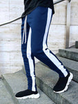 Men Contrast Panel Drawstring Sweatpants - MapleCo