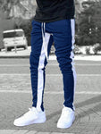 Men Contrast Panel Drawstring Sweatpants - MapleCo