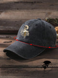 1pc Unisex Outdoor Casual Fashionable Dark Gray Size Adjustable Baseball Cap Suitable For Daily Wear Street Halloween Skull Skeleton