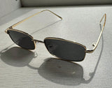 1pc Mini Metal Frame Retro Fashion Glasses, Trendy  Punk Style Gold Color Hipster Accessory