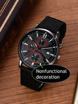 LIANDU LIANDU Men Watch 1pc Men's Black Nylon Strap Casual Industrial Style Round Dial Calendar Pointer Quartz Watch And 3pcs Bracelets Set Watch For Men Giving Best Gift Sets