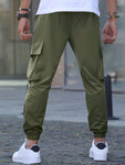 Manfinity Homme Loose Fit Men's Cargo Pants With Elastic Drawstring Waist And Flap Pockets - MapleCo