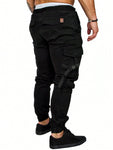 Manfinity Homme Men Flap Pocket Buckle Detail Drawstring Waist Cargo Pants - MapleCo