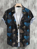 Manfinity RSRT Men Tropical Print Shirt , Short Sleeve Button Up Graphic Colorful Shirt , Vacation Beach - MapleCo