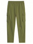 Manfinity LEGND Loose-Fitting Men's Solid Color Cargo Pants With Drawstring Waist And Pockets - MapleCo