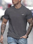 Men's Casual Bird Printed Round Neck T-Shirt, Summer