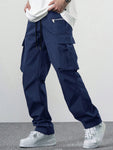 Manfinity Hypemode Loose Fit Men's Cargo Pants With Flap Pockets And Side Drawstring Waist