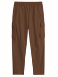 Manfinity LEGND Loose-Fitting Men's Solid Color Cargo Pants With Drawstring Waist And Pockets - MapleCo