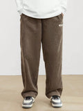 Manfinity Hypemode Loose Fit Men's Corduroy Pants With Letter Patch Detail Baggy Long Slacks Plain Going Out - MapleCo