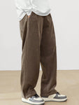 Manfinity Hypemode Loose Fit Men's Corduroy Pants With Letter Patch Detail Baggy Long Slacks Plain Going Out - MapleCo