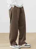 Manfinity Hypemode Loose Fit Men's Corduroy Pants With Letter Patch Detail Baggy Long Slacks Plain Going Out - MapleCo