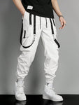 Manfinity EMRG Men Flap Pocket Buckle Detail Cargo Pants Long Slacks Plain All White Going Out