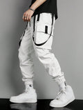 Manfinity EMRG Men Flap Pocket Buckle Detail Cargo Pants Long Slacks Plain All White Going Out - MapleCo