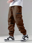 Men Drawstring Waist Cargo Pants - MapleCo