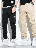 Manfinity Hypemode Men 2Pcs Patch Detail Cargo Pants Tapered Letter Plain Going Out Boyfriend Gift - MapleCo