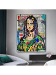 1pc Modern Graffiti Art, Mona Canvas Painting Poster Print ,Street Popular Art Wall Painting, For Home Decoration Painting, For Wall Decoration, No Frame - MapleCo