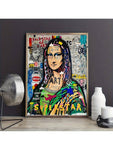 1pc Modern Graffiti Art, Mona Canvas Painting Poster Print ,Street Popular Art Wall Painting, For Home Decoration Painting, For Wall Decoration, No Frame - MapleCo