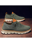 Men's Letter Print Round Shoelace Sport Shoes, Casual Green Sneakers - MapleCo