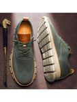 Men's Letter Print Round Shoelace Sport Shoes, Casual Green Sneakers - MapleCo