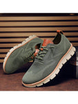 Men's Letter Print Round Shoelace Sport Shoes, Casual Green Sneakers - MapleCo