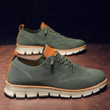 Men's Letter Print Round Shoelace Sport Shoes, Casual Green Sneakers - MapleCo