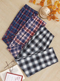 Shein CoupledUp Men 3pcs Plaid Print Drawstring Waist Sleep Pants