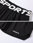 Manfinity Athleisure Men Letter Jacquard Tape Sports Shorts School