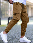 Manfinity Homme Loose Fit Men's Cargo Pants With Flap Pockets And Drawstring Waist