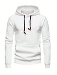 Manfinity Men Letter Patched Kangaroo Pocket Long Sleeve Going Out Casual Drawstring Hoodie