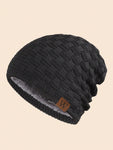 1pc Men's Winter Warm Knitted Hat With Fleece Lining