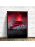 HALFLEMART 1 Piece Red Car Canvas Print Wall Art, American Muscle Sports Car WallArt Painting, Car Art Poster, Racing Gift, Canvas Art, Wall Decorate -Frameless - MapleCo