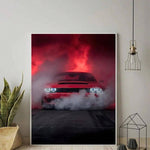 HALFLEMART 1 Piece Red Car Canvas Print Wall Art, American Muscle Sports Car WallArt Painting, Car Art Poster, Racing Gift, Canvas Art, Wall Decorate -Frameless - MapleCo