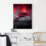 HALFLEMART 1 Piece Red Car Canvas Print Wall Art, American Muscle Sports Car WallArt Painting, Car Art Poster, Racing Gift, Canvas Art, Wall Decorate -Frameless - MapleCo