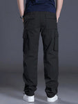 Manfinity Homme Men's Casual Solid Color Cargo Pants With Flap Pockets And Drawstring Waist - MapleCo