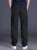 Manfinity Homme Men's Casual Solid Color Cargo Pants With Flap Pockets And Drawstring Waist - MapleCo