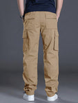 Manfinity Homme Men's Casual Solid Color Cargo Pants With Flap Pockets And Drawstring Waist - MapleCo