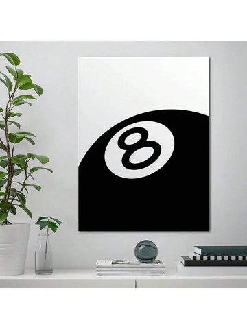 HALFLEMART 1pc/set, Billiards Club - Black And White Number 8 Ball PosterCreativedea Art PosterWall Art,Wall Decor, Canvas Art, Wall Art Living RoomPosters Bedroom Painting No Framed. - MapleCo